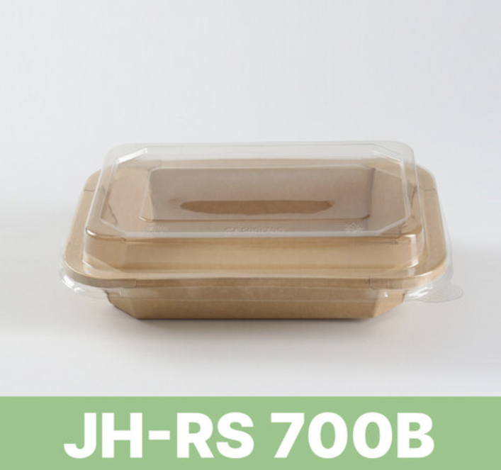 [TONG] 천연 펄프 JH-RS-700B 샐러드용기 (700ml/크라프트/직사각) 300개 세트 [BR]