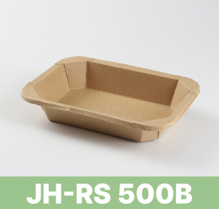[TONG]천연 펄프 JH-RS-500B 샐러드용기 (500ml/크라프트/직사각) 300개 세트 [BR]