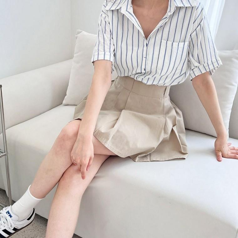 여자스트라이프블라우스 여성반팔블라우스 여성여름셔츠 여름블라우스 여성반팔남방 여성여름블라우스 여자