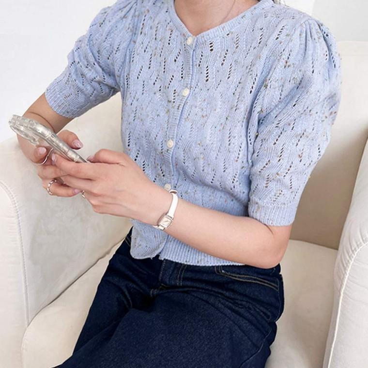 여자펀칭니트가디건 여름가디건 여성숏가디건 반팔가디건 여자니트가디건 이쁜가디건 여름반팔가디건