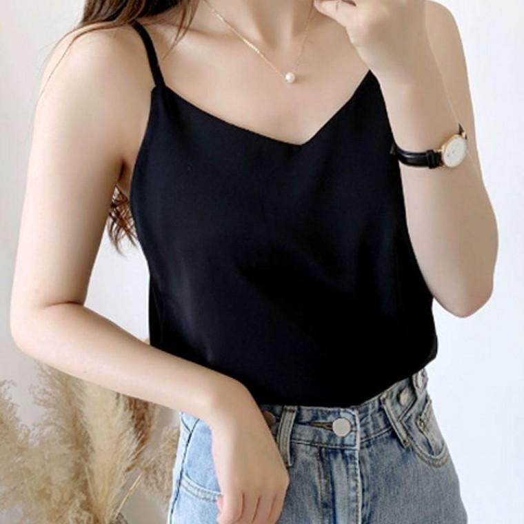 여성 여름 슬리브리스 여자 이너 끈 나시 티 블랙 민소매티 여성나 시티 여름티 티셔츠