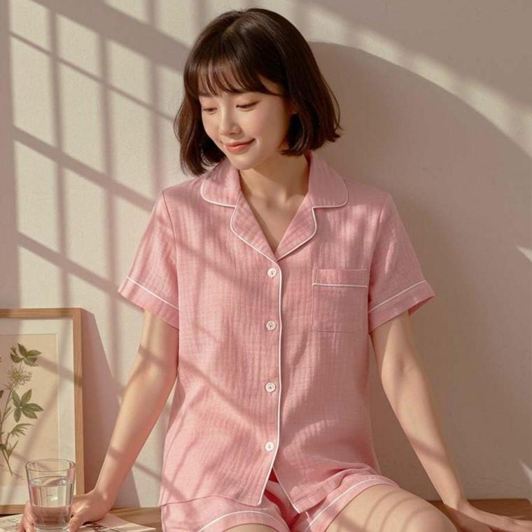 여자 여름 반바지 반팔 홈웨어 예쁜 잠옷 세트 핑크 여성 파자마 실내복 여름홈웨어