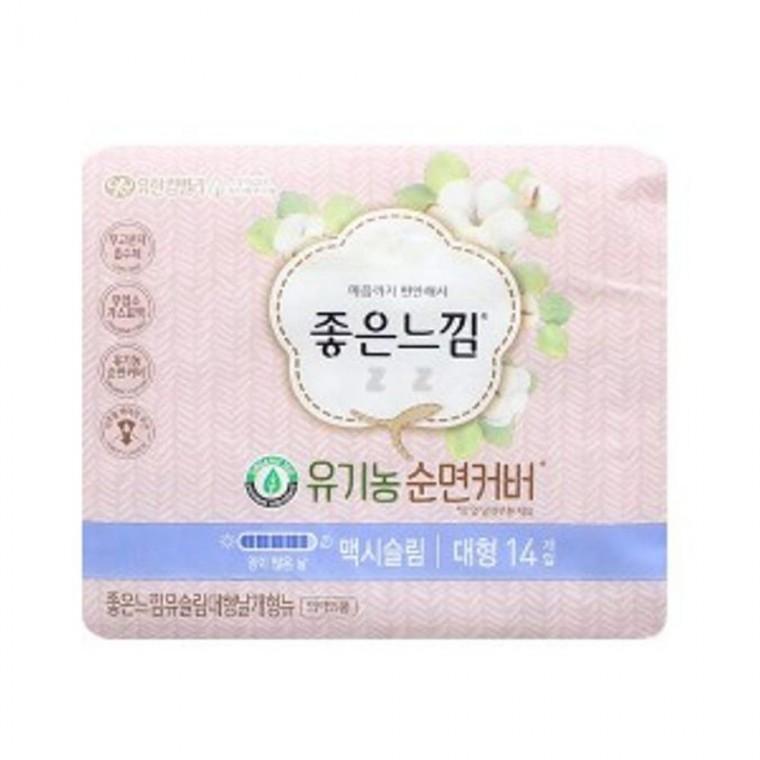 좋은느낌 생리대 순면커버 슬림 대형 14개입 좋은느낌생리대 오버나이트생리대