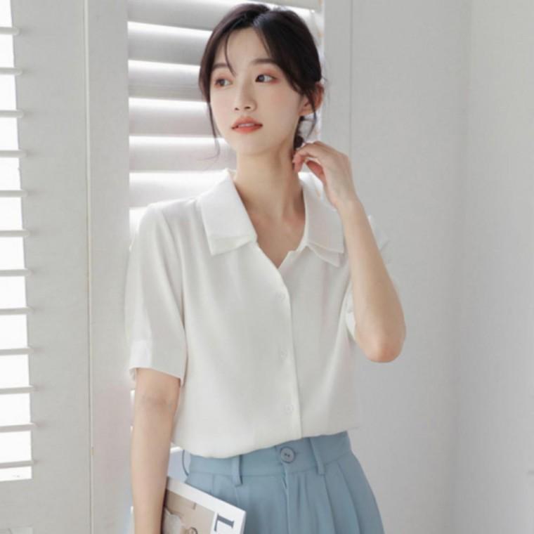 여성블라우스 시원한 남방 여자블라우스 여자셔츠 심플 기본데일리룩 여성 반팔 베이직 여름 블라우스 오피