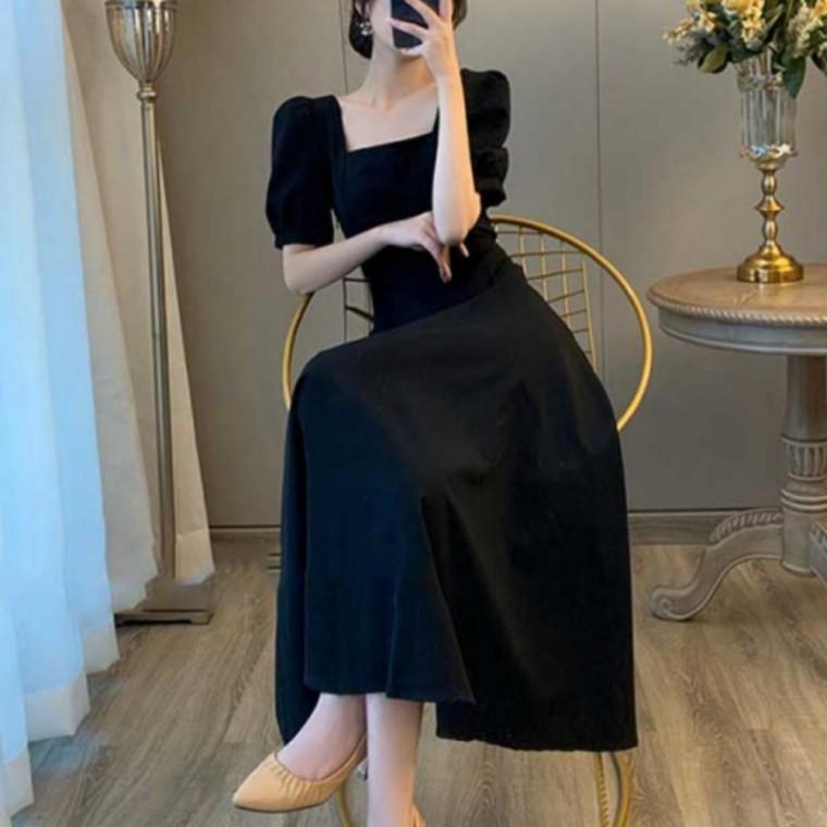 여리여리원피스 퍼프 여름 블랙 룩 반팔 원피스 소개팅 여자 데이트 여자원피스