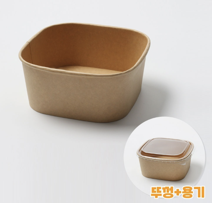 [TONG]천연 펄프 JH-BS-1400B 샌드위치 용기 (1400ml/크라프트/정사각) 300개 세트 [BR]