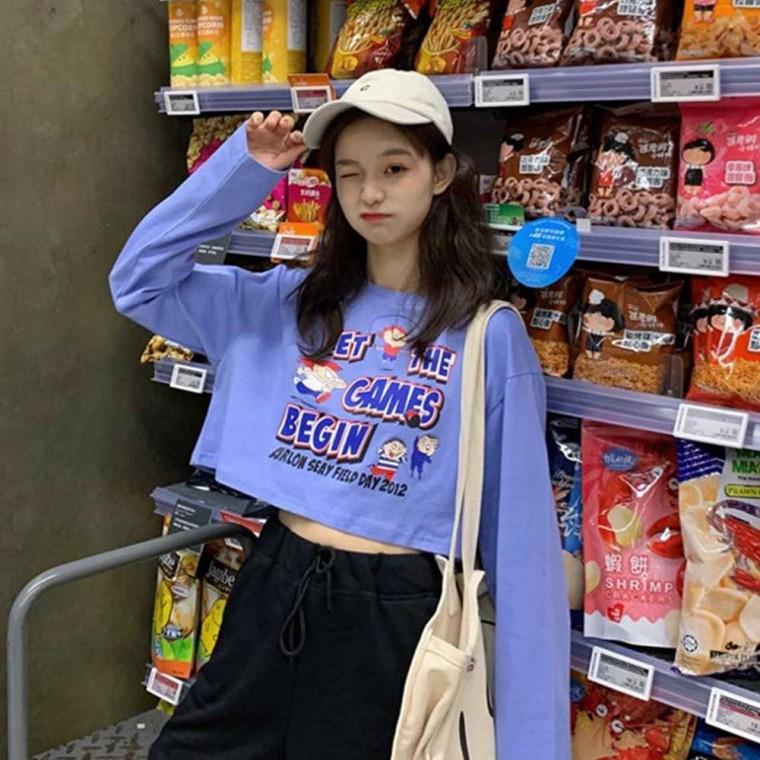 크롭탑티셔츠여자긴팔 신학기 여성의류티셔츠 크롭 여자여름긴팔크롭티