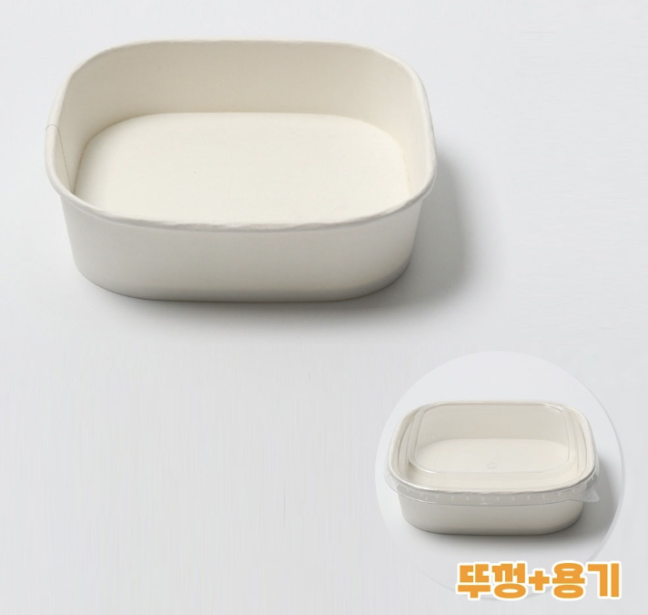 [TONG] 천연 펄프 JH-BS-1200B 샌드위치 용기 (1200ml/백색/정사각) 300개 세트 [BR]