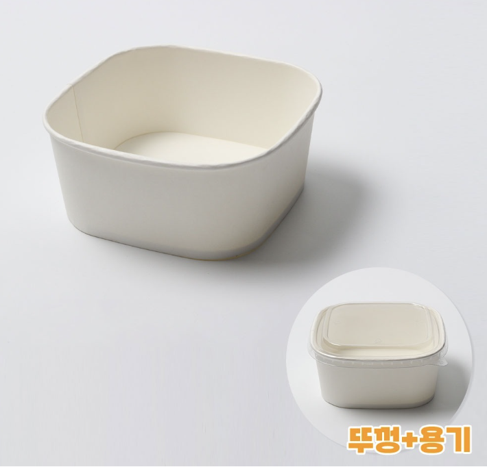 [TONG]천연 펄프 JH-BS-1400B 샌드위치 용기 (1400ml/백색/정사각) 300개 세트 [BR]