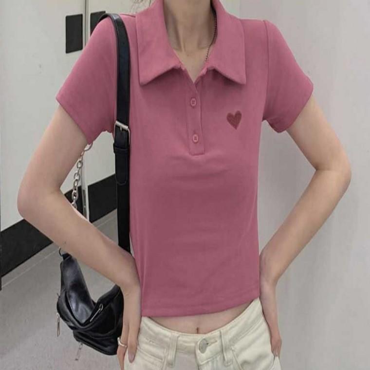 반팔티셔츠 러블리 크롭티 캐주얼 여성티셔츠 여자반팔티셔츠 여름 여성 크롭