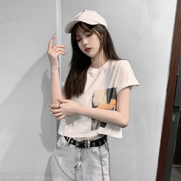 스탠다드핏 짧은기장 여자반팔면티 여름 크롭 크롭티 여자반팔티 여성티셔츠