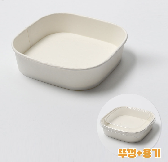 [TONG] 천연 펄프 JH-BS-1000B 샌드위치 용기 (1000ml/백색/정사각) 300개 세트 [BR]