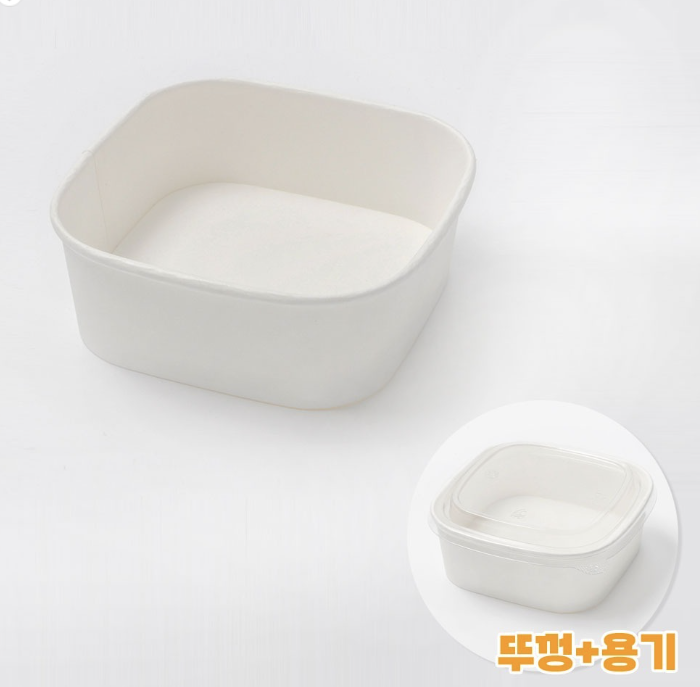 [TONG] 천연 펄프 JH-BS-500B 샌드위치 용기 (500ml/백색/정사각) 300개 세트 [BR]