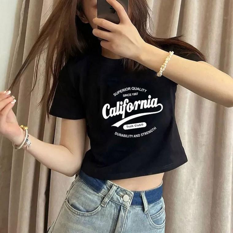 여자 빅 여자반팔티 여자여름니트티 크롭 롱티셔츠 프린팅반팔티