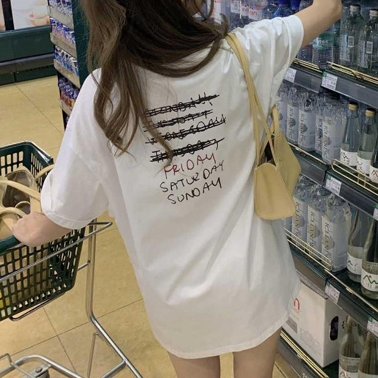 긴팔크롭티 여자오버핏반팔티 여름 여자롱티셔츠 조끼티셔츠 프린팅 여성반팔티