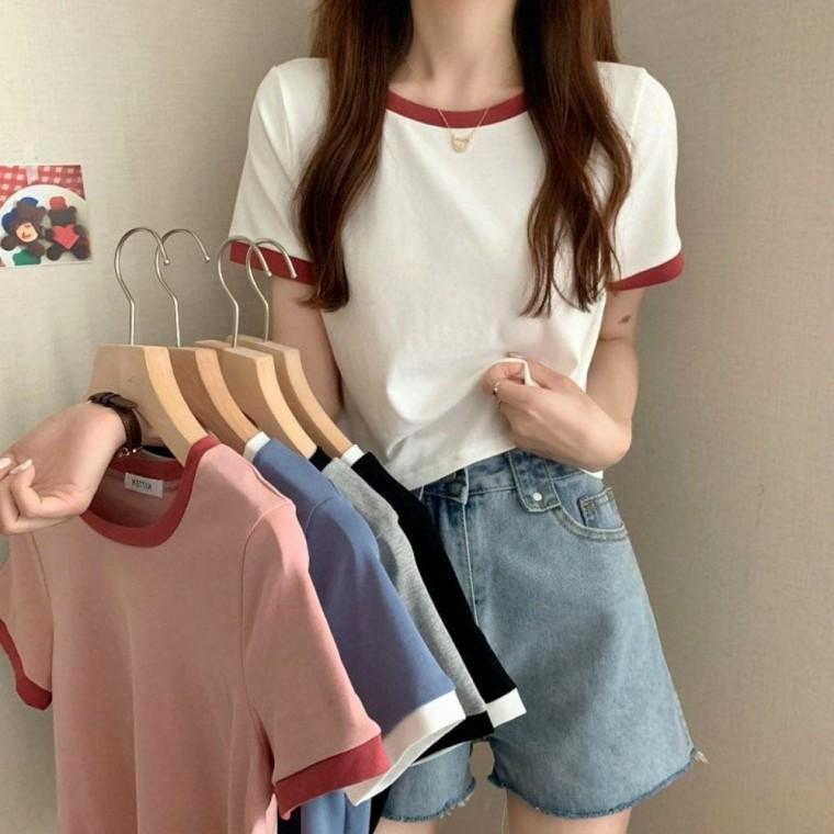 여성티셔츠 세미 데일리 롱티셔츠 크롭티 카라티 여자여름반팔티 여자반팔면티