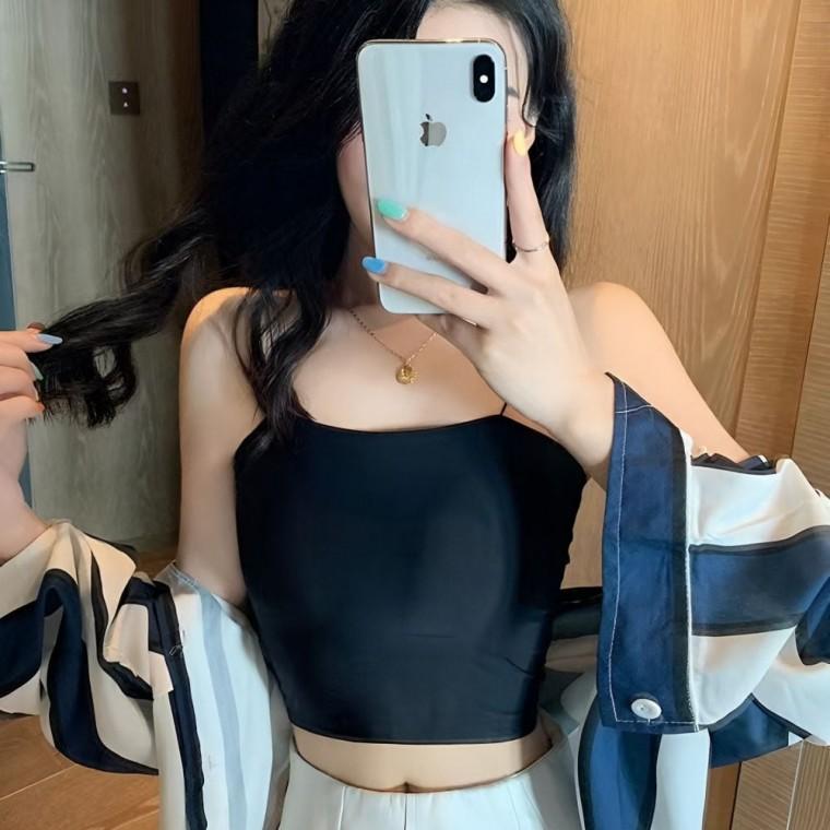 캡내장 끈나시 크롭 여성나시 여자나시 데일리 봄나시 민소매 여름나시 여성
