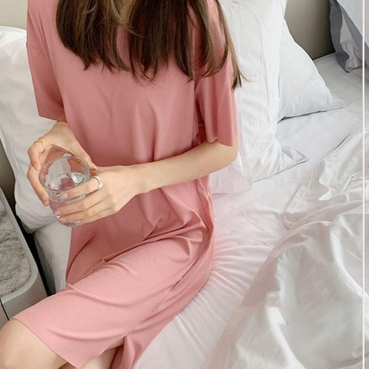 프릴 반팔 얇은 홈웨어 느슨하고 여름 여자 원피스 여성스커트 여성 캐주얼