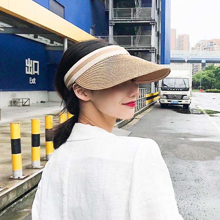 라탄 썬캡 여성 여름 챙넓은 리프 모자 자외선 차단 차단썬캡 여자썬캡 여성썬캡 라탄썬탭