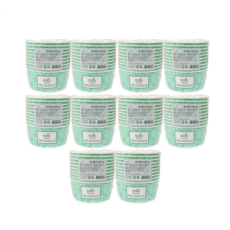 더웰 일회용 종이용기(520ml 10P)-10개 분식용기 일회용용기 컵밥용기 일회용식기 테이크아웃