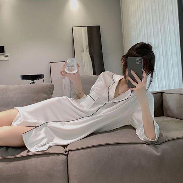 여성파자마 여성 7부냉감 편한 셔츠 여름 여성홈웨어 실크 잠옷 겨울
