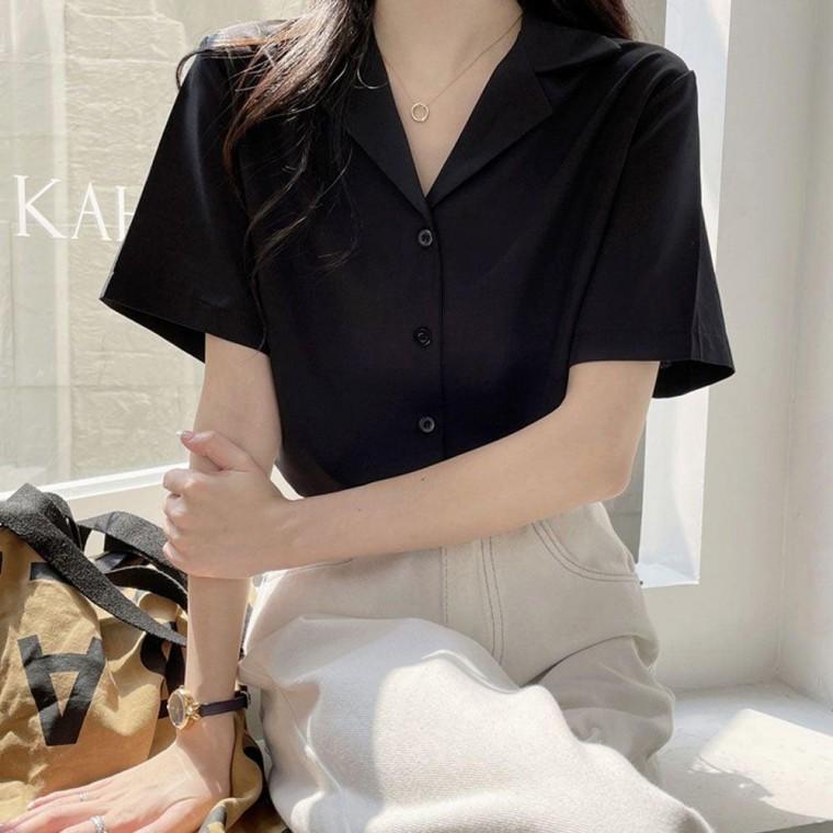 여성남방 시원한 블라우스 데일리룩 심플 여성셔츠 카라 여름 오피스룩 여성 반팔 베이직