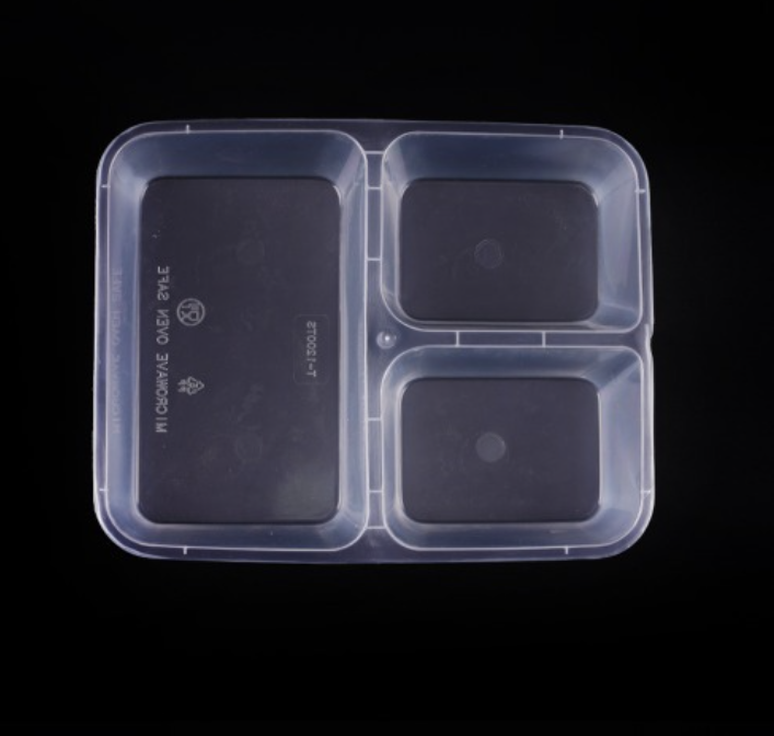 [TONG] T-1200TS 도시락용기 3칸 (1200ml/반투명) 300개 세트 [BR]