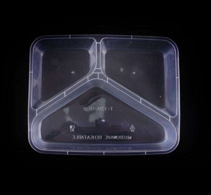 [TONG]T-1200 TD 도시락용기 Y3 3칸 (1200ml/반투명) 300개 세트 [BR]