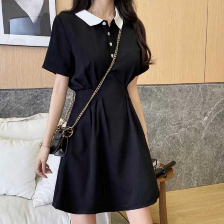 여성미니원피스 반팔 패션 여자원피스 여자 결혼식 원피스 카라 하객 여름 룩