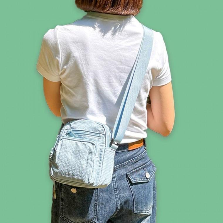 가벼운 여행용 미니 데일리 여름 크로스백 블루 미니백 가방 학생 여자 여성 천크로스백