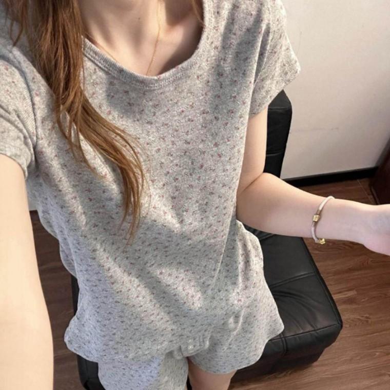 여자 홈웨어 여름 실내복 잠옷 반팔 바지 파자마 세트 여성 반바지 여성홈웨어 예쁜