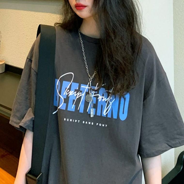 여성 레터링 여름 여자 루즈핏 반팔 티 셔츠