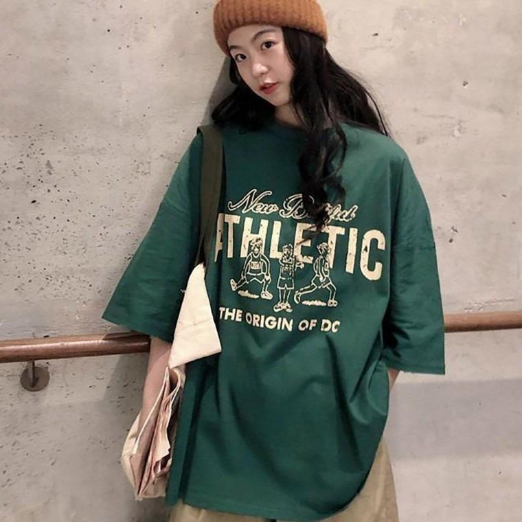 여성 오버핏 스타일 빈티지 프린팅 캐주얼 반팔티 티셔츠 박스핏 여름 빅사이즈 무지 여자