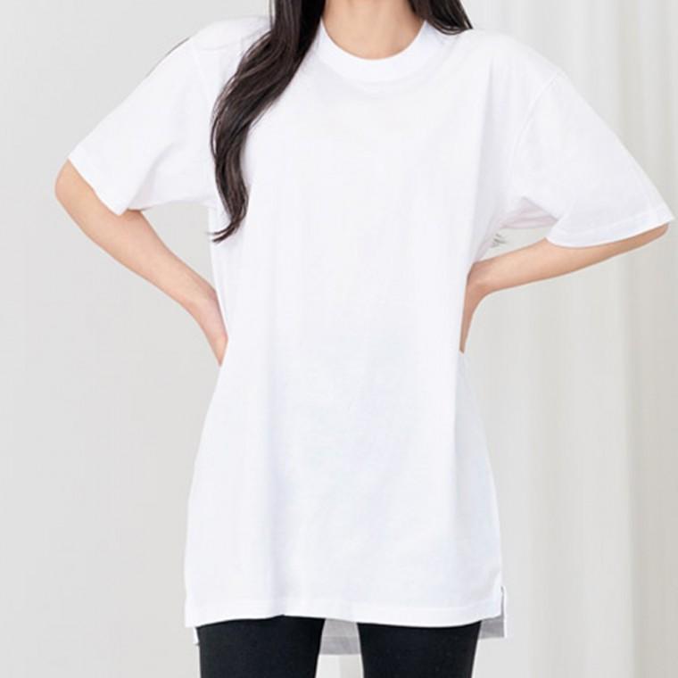 여자 여성 반팔티 티셔츠 상의 여름 기본 베이직 데일리 이너 라운드 무지 롱 레이어드 패션 소품 용품