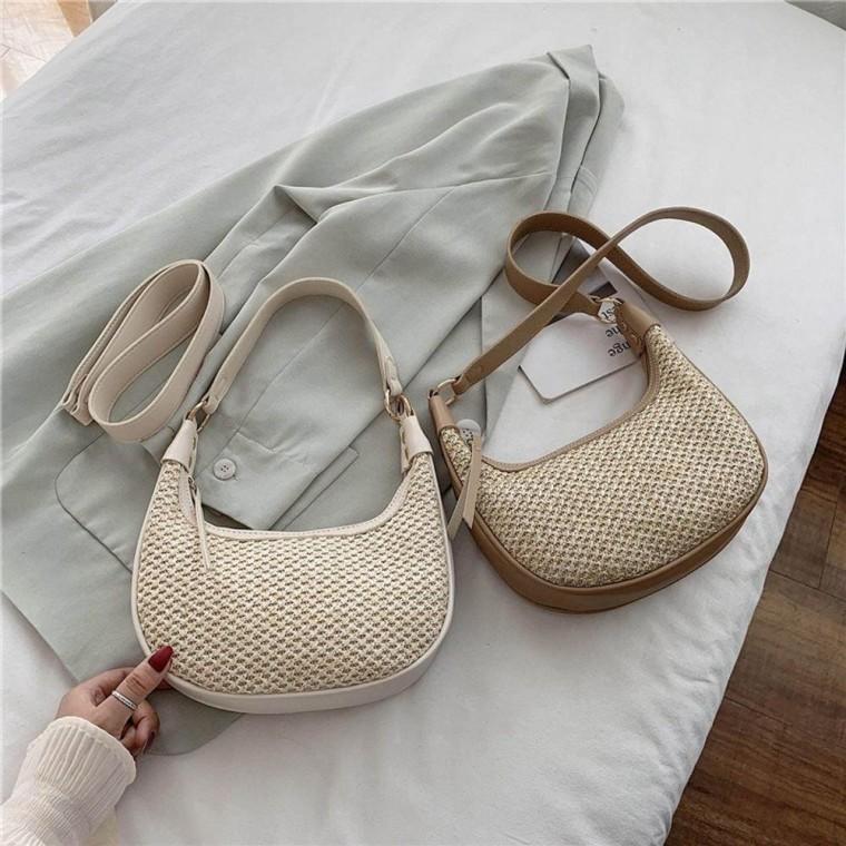 반달 라탄 숄더백 라탄백 크로스백 여자 가방 여성백 토트백 회사원 출근룩 여름