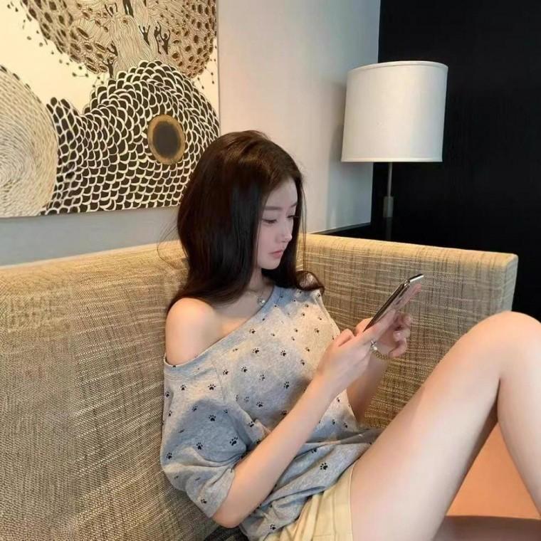 토우 프린트 러블리 숏 슬리브 귀여운 티셔츠 여름 반팔 여성면티 캐주얼면티 큐티 루즈핏