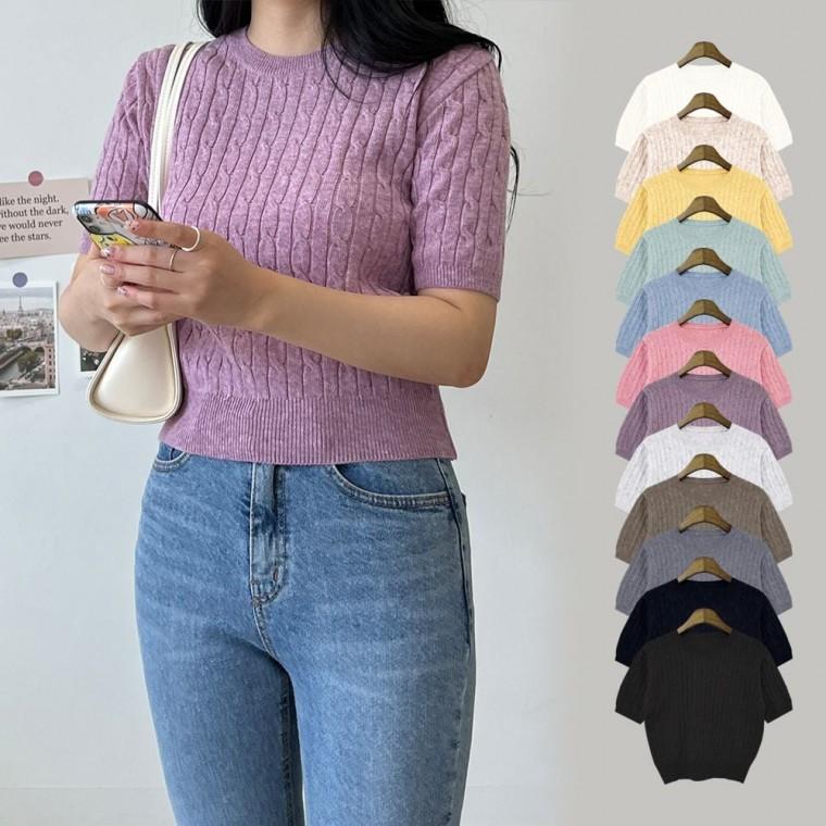 크롭 여름 여성면티셔츠 여자기본티 스퀘어넥 예쁜티셔츠 캐시미어 반팔