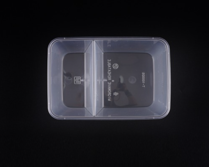[TONG] T-1000DS 2칸 사각용기 (1000ml/투명) 500개 세트 [BR]