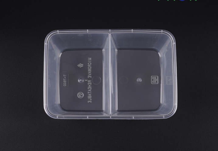 [TONG] [BR] T-1000D 2칸 사각용기 (1000ml/투명) [BR]