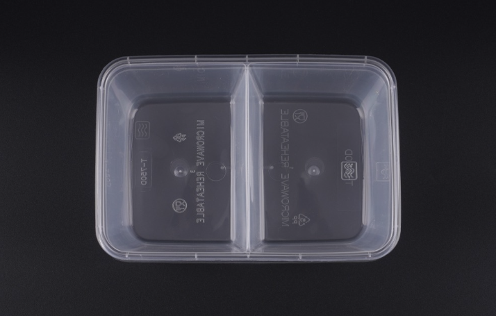 [TONG] T-750D 2칸 사각용기 (750ml/투명) 500개 세트 [BR]