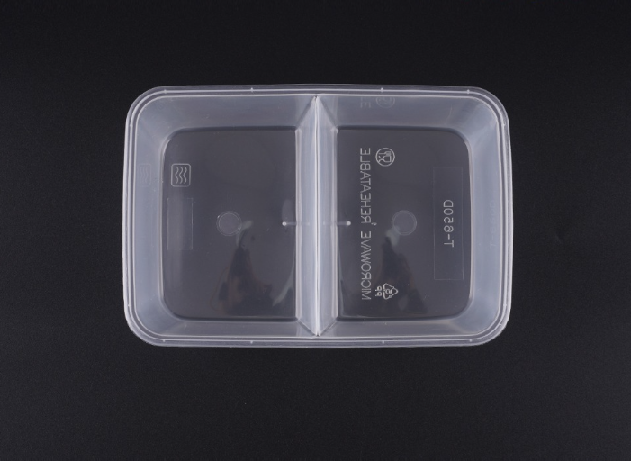 [TONG] T-650D 2칸 사각용기 (640ml/투명) 500개 세트 [BR]