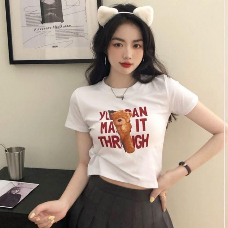 티셔츠 여성티셔츠 귀여운 곰돌이 반팔티셔츠 영문프린팅 여름 빅사이즈반팔티