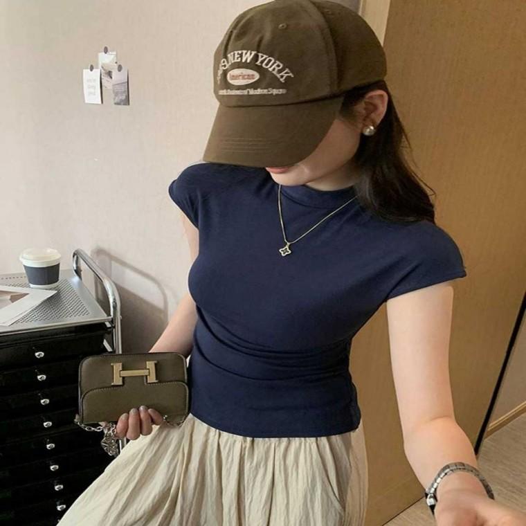 여성 여성기본티 슬림핏 슬림핏반팔티 깔끔한 화이트티셔츠 여름이너티 4컬러