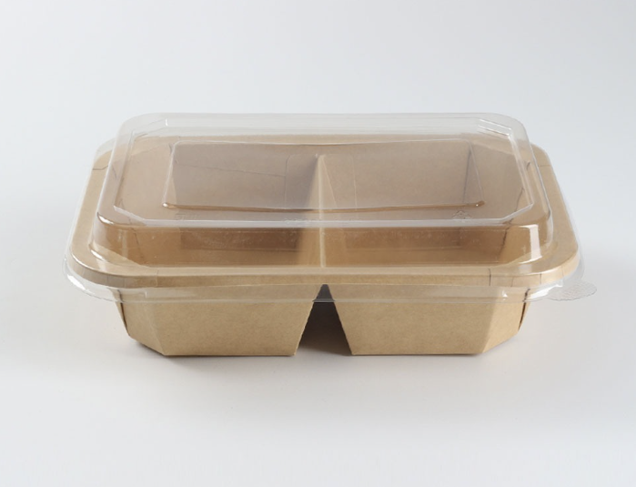 [TONG] JH-TRS-1200B-55 2칸 사각용기 (1140ml/크라프트/직사각) 300개 세트 [BR]