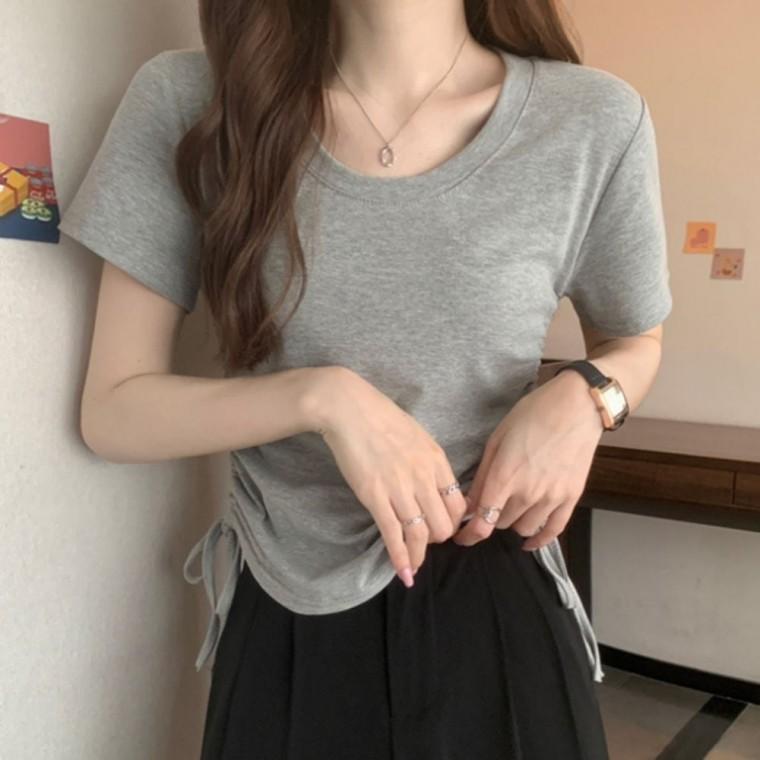 여름 여성 라운드넥 슬림핏반팔 여자반팔티셔츠 반팔티셔츠 5컬러 포인트