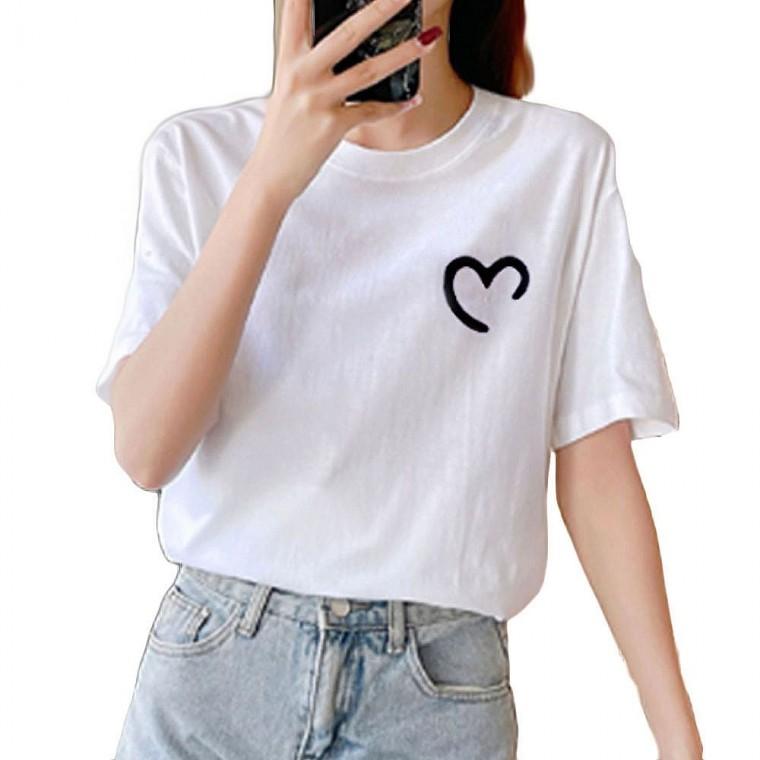 오버핏반팔티 하트 여름반팔 인기 라운드 반팔라운드 기본티 여자 여자반팔티