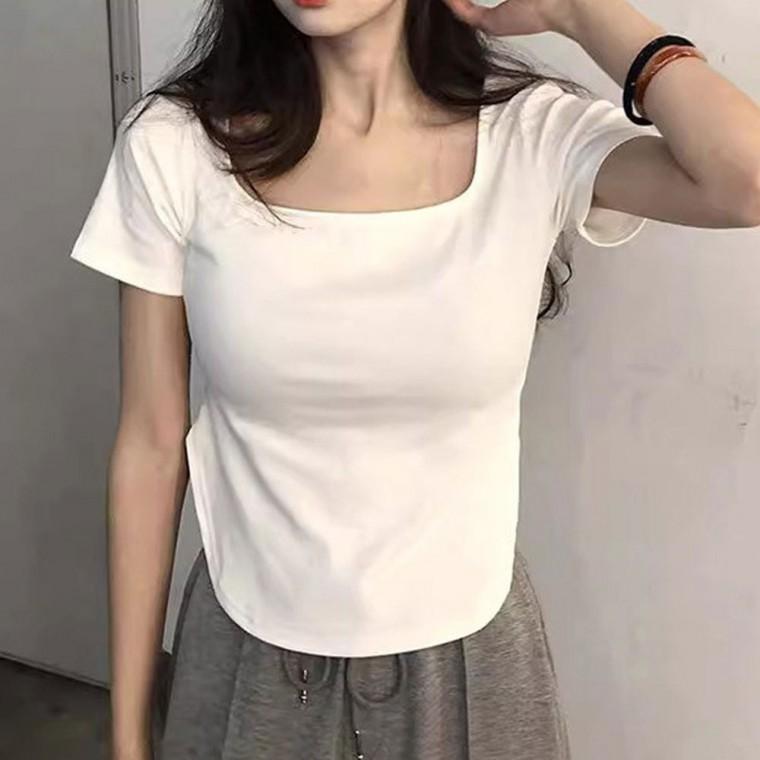 트임 여름맨투맨 홀터넥나시 여자오버핏반팔티 곡선 이너티 슬림핏 여성
