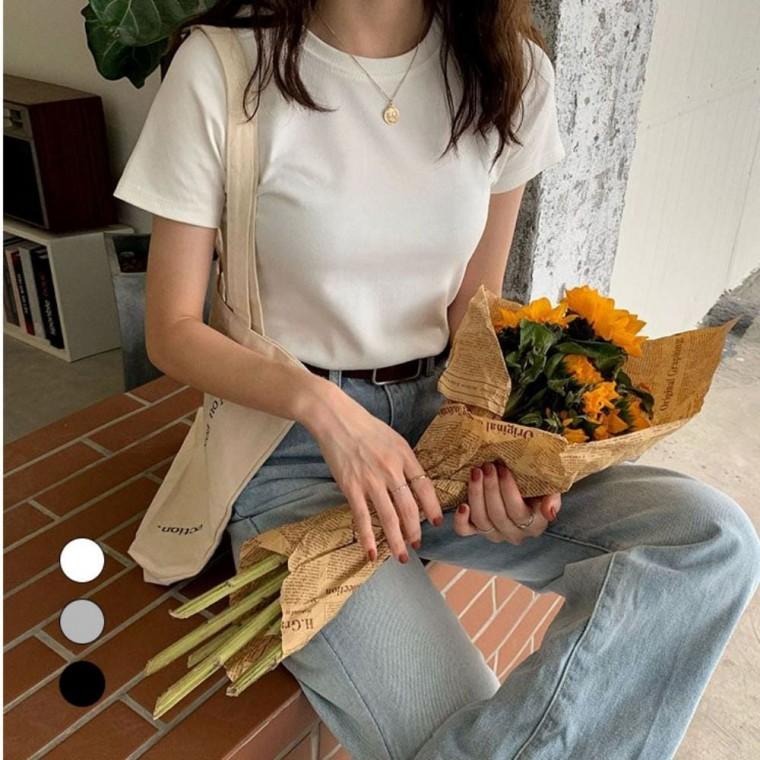 여성브이넥반팔티 레이어링 롱티셔츠 크롭탑 세미크롭 여자여름니트티