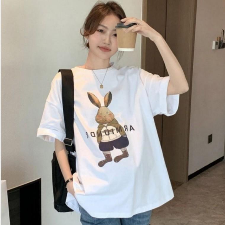 여자여름반팔티 세미크롭 기본 카라티 여자박스티 롱티셔츠 프린팅