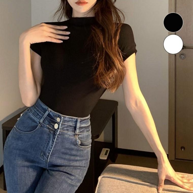 찰랑찰랑 여자빅사이즈반팔티 크롭탑 티셔츠 카라티 크롭티 여자여름반팔티